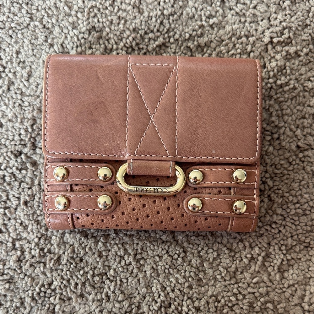 Jimmy Choo Brown Leather Wallet with Gold Details